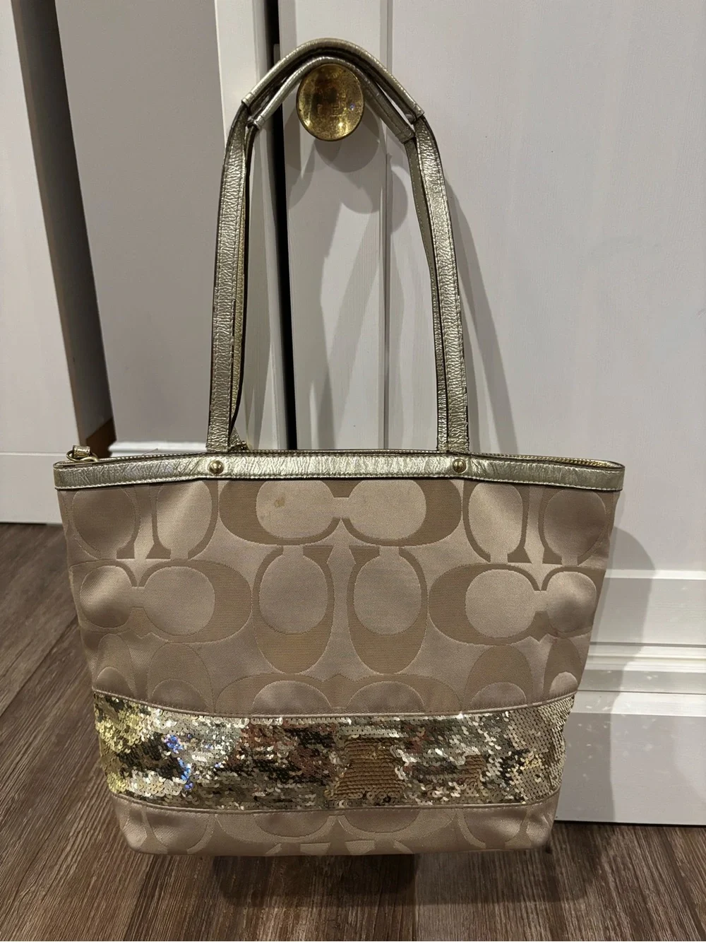 Coach Signature Sequin Tote Bag (Style F17574)